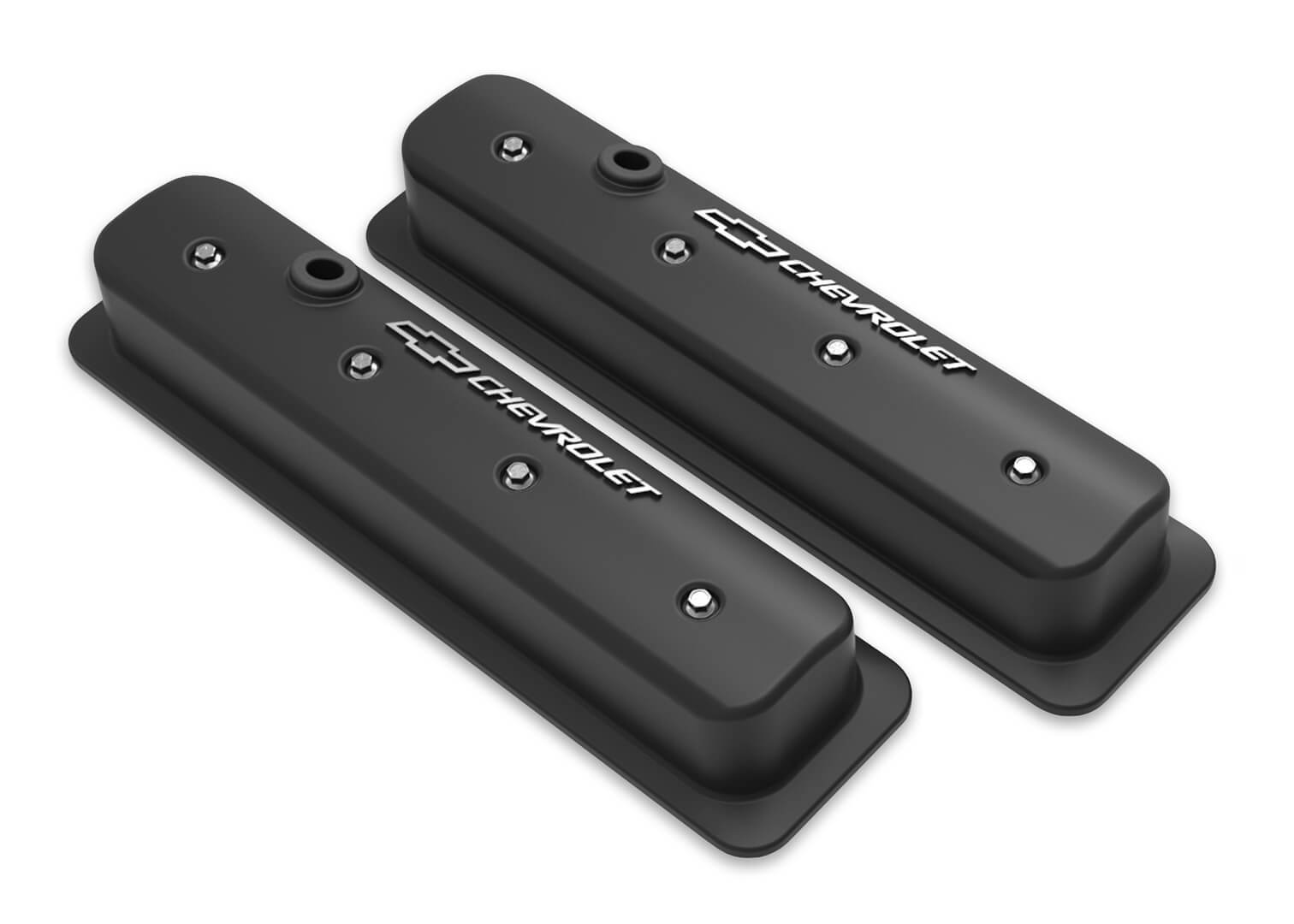 SBC Muscle Car Valve Covers w/Holes Black Valve Covers Holley