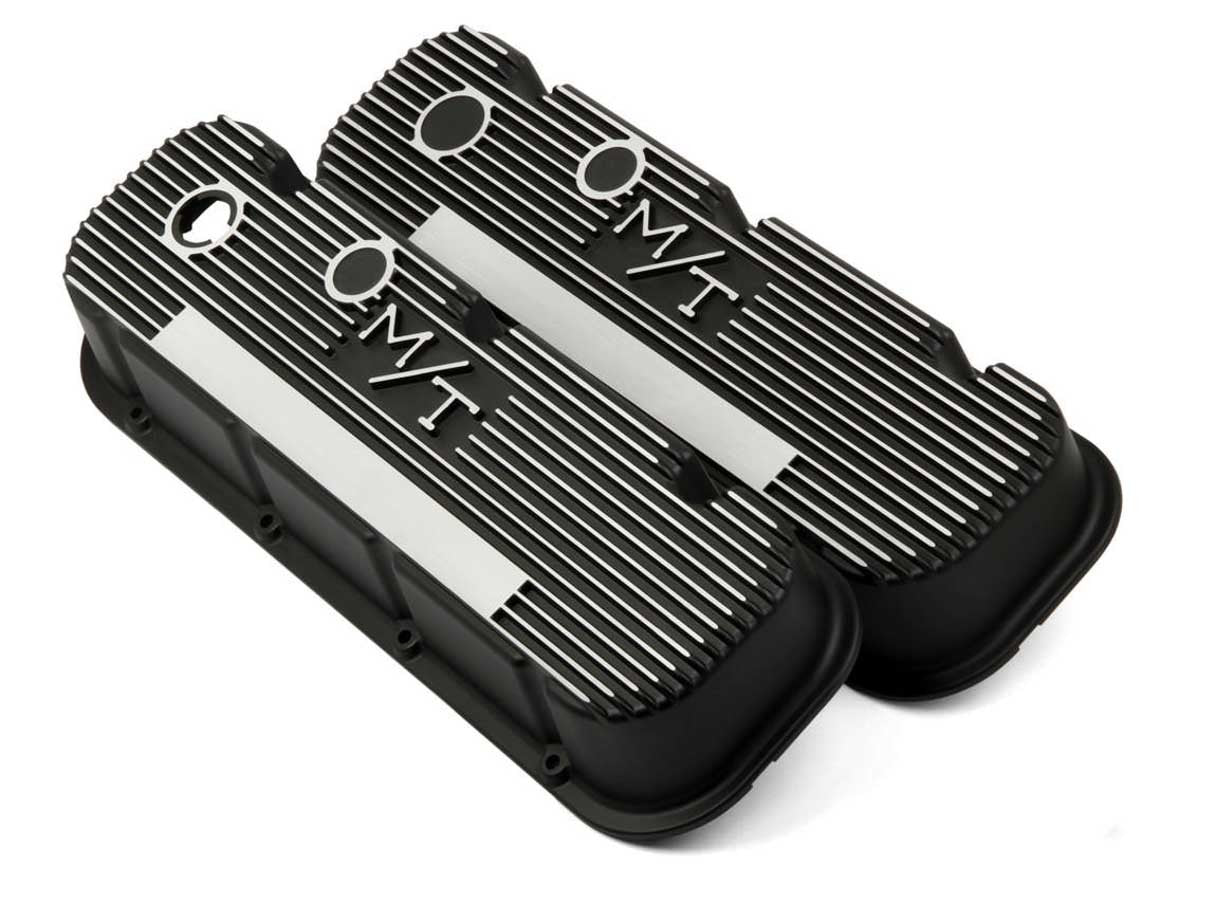 BBC M/T Valve Cover Set - Black Krinkle Valve Covers Holley