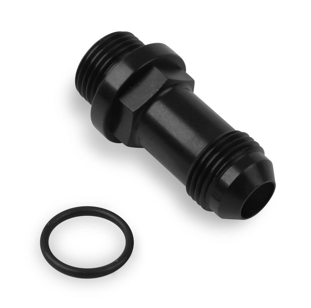 8an Carb Inlet Fitting Long Style - Black AN-NPT Fittings and Components Holley