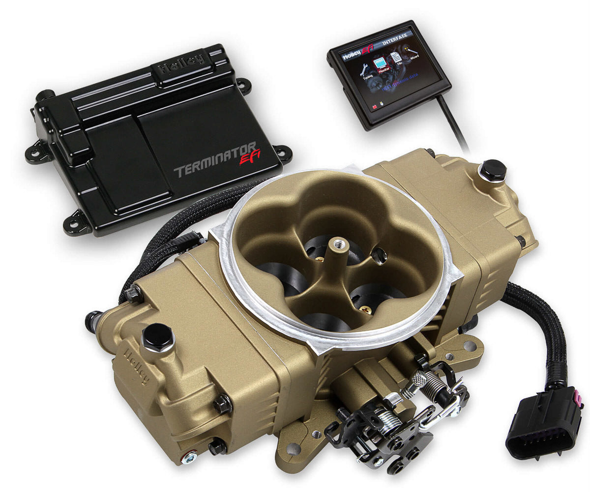 Terminator Stealth EFI Kit Classic Gold Finish Electronic Fuel Injection Systems Holley