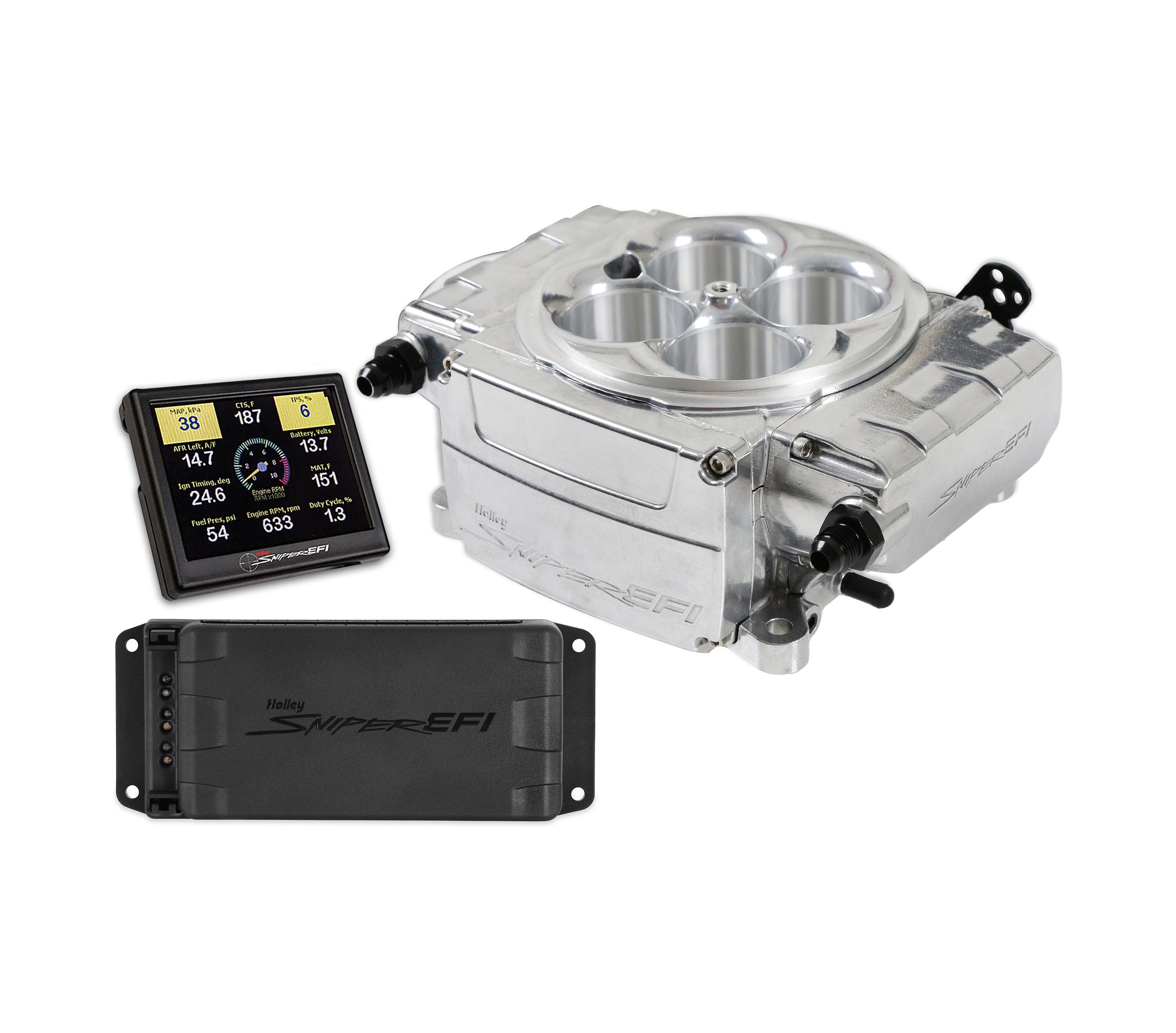 Sniper 2 EFI Kit Polished w/PDM Electronic Fuel Injection Systems Holley