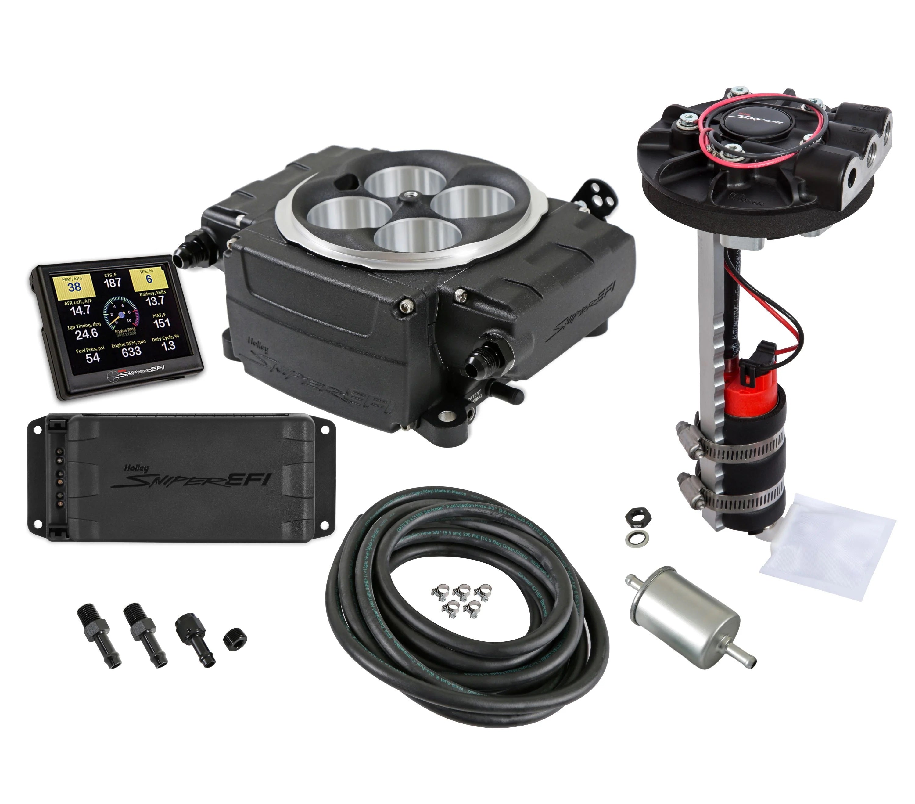 Sniper 2 EFI Kit w/PDM Black Electronic Fuel Injection Systems Holley