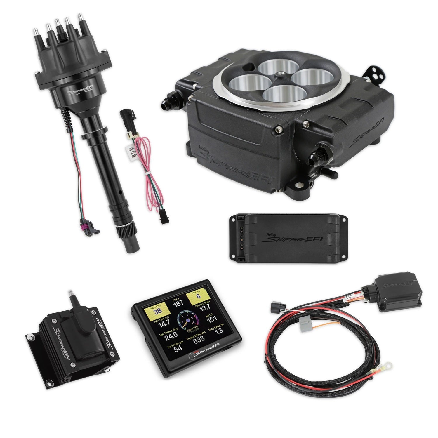 Sniper 2 EFI Kit Black w /PDM w/SBC Ignition Electronic Fuel Injection Systems Holley