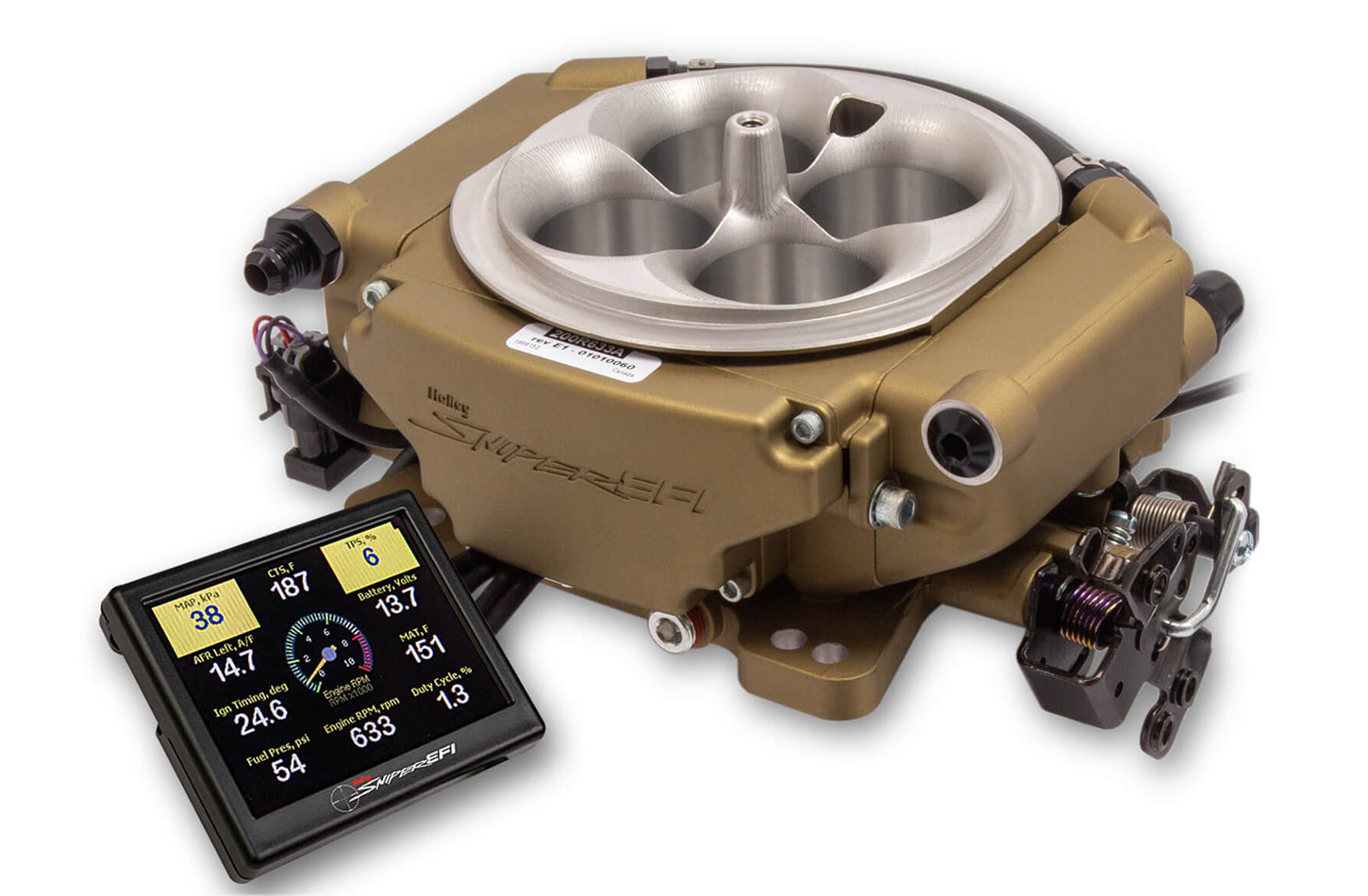 Sniper EFI Xflow System 900 CFM Gold Finish Electronic Fuel Injection Systems Holley