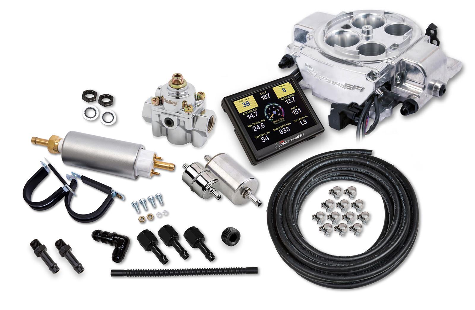 Sniper EFI Quadrajet Master Kit Polished Electronic Fuel Injection Systems Holley