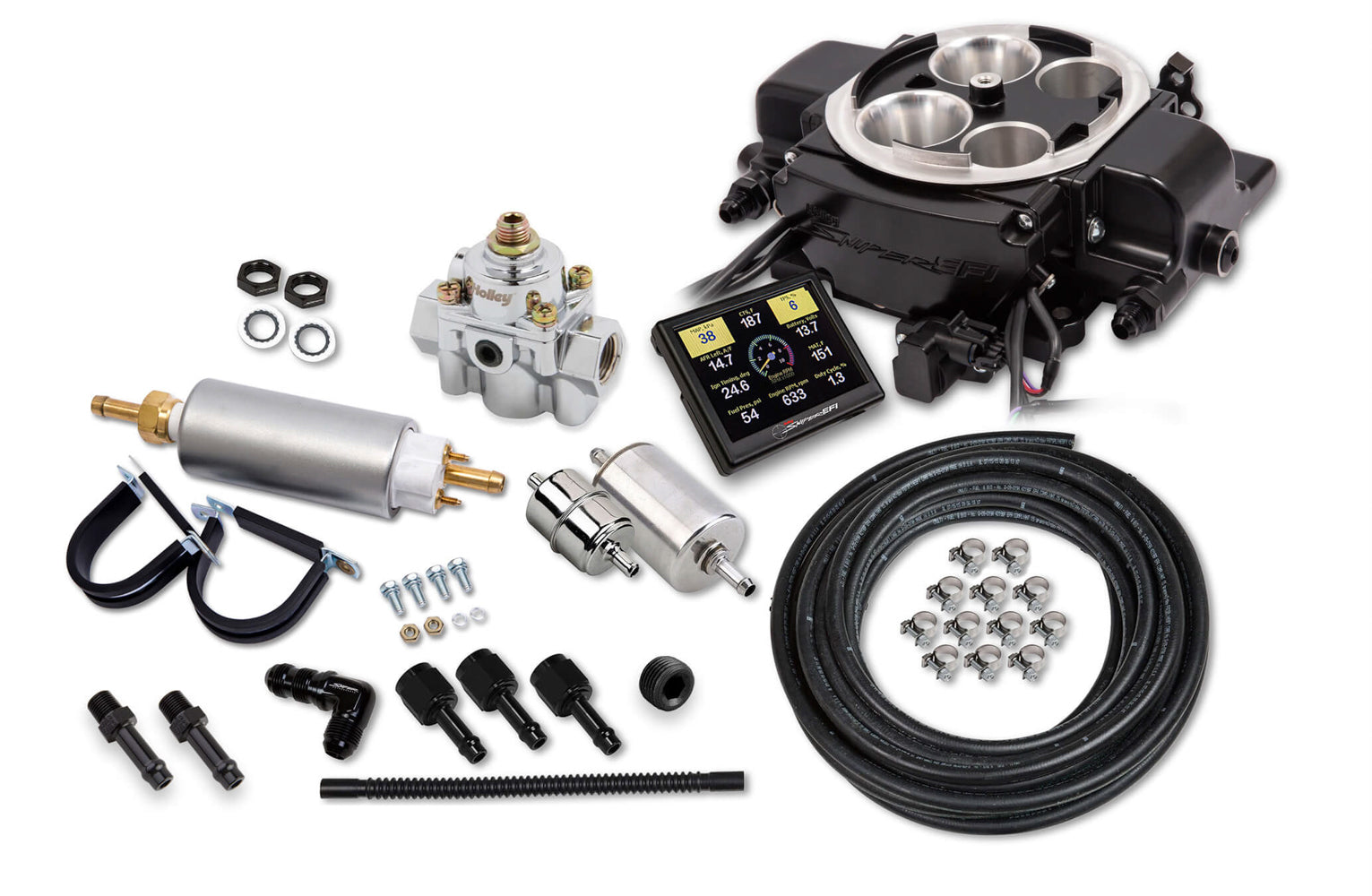 Sniper Quadrajet EFI Master Kit - Black Electronic Fuel Injection Systems Holley