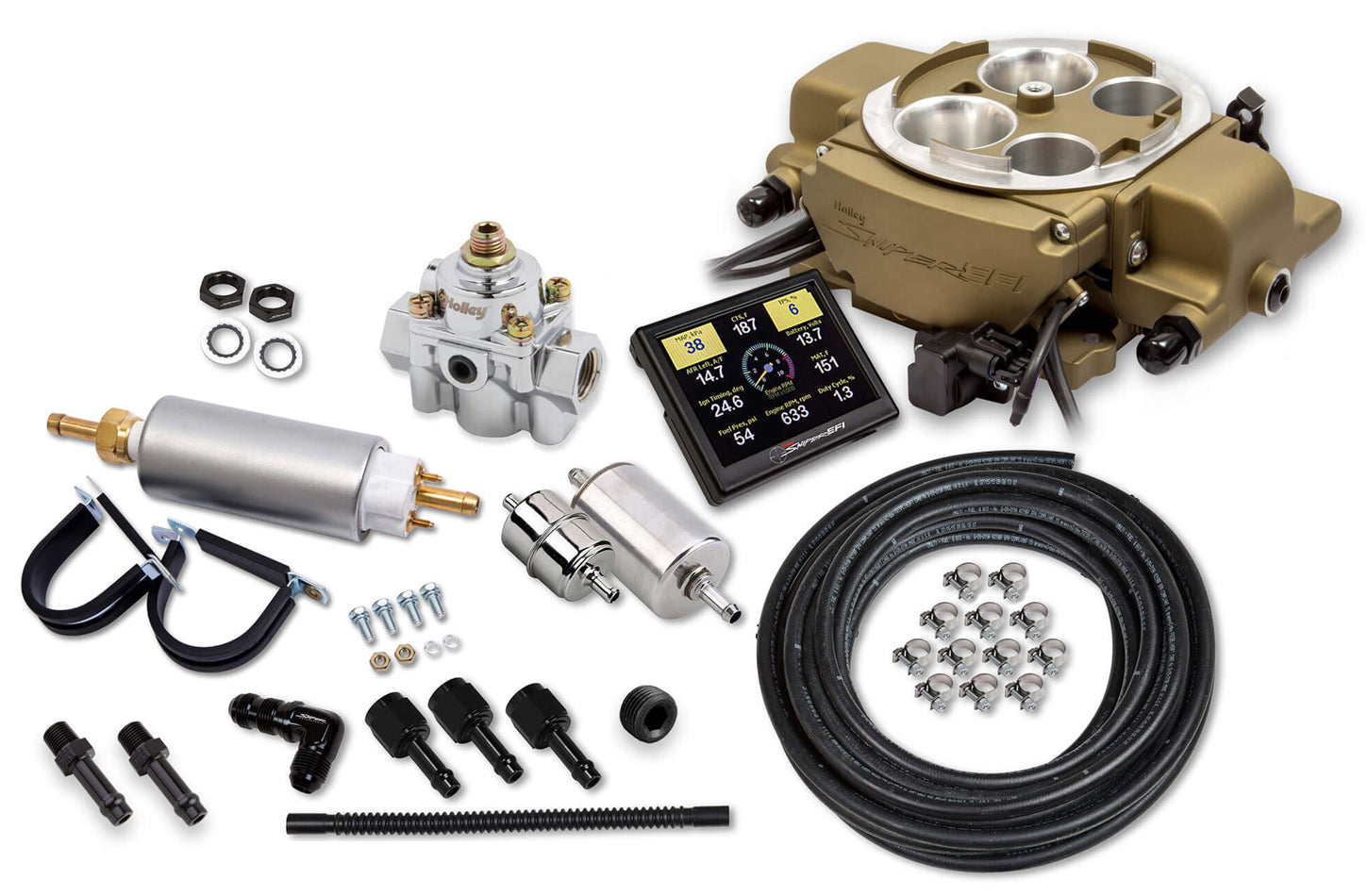 Sniper EFI Quadrajet Master Kit - Gold Electronic Fuel Injection Systems Holley EFI