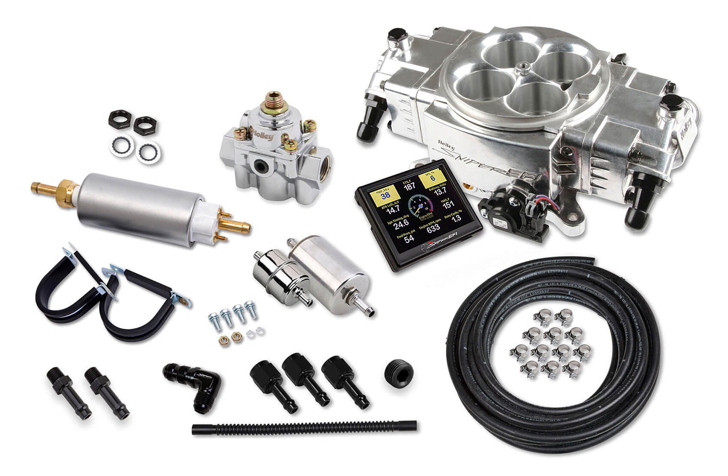 Sniper EFI Stealth 4150 Shiny Finish Master Kit Electronic Fuel Injection Systems Holley EFI