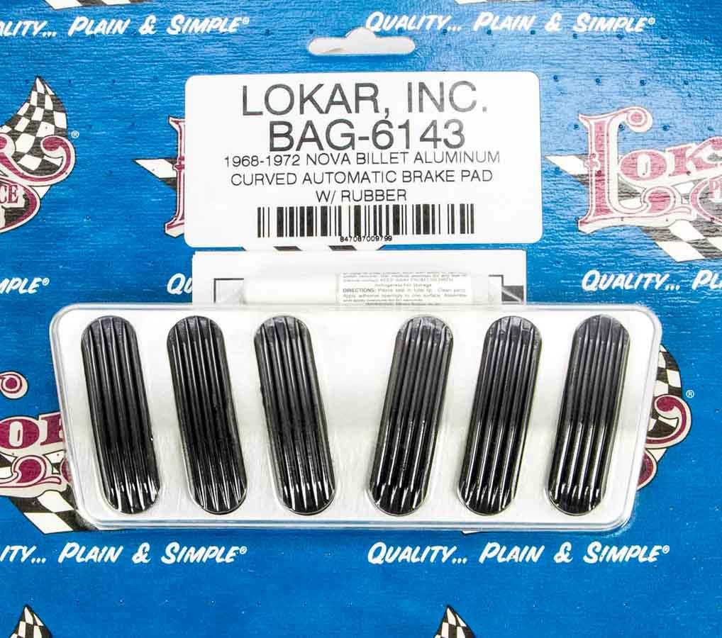 68-72 Nova Billet Brake Pad w/Rubber Pedal Pads and Components Lokar