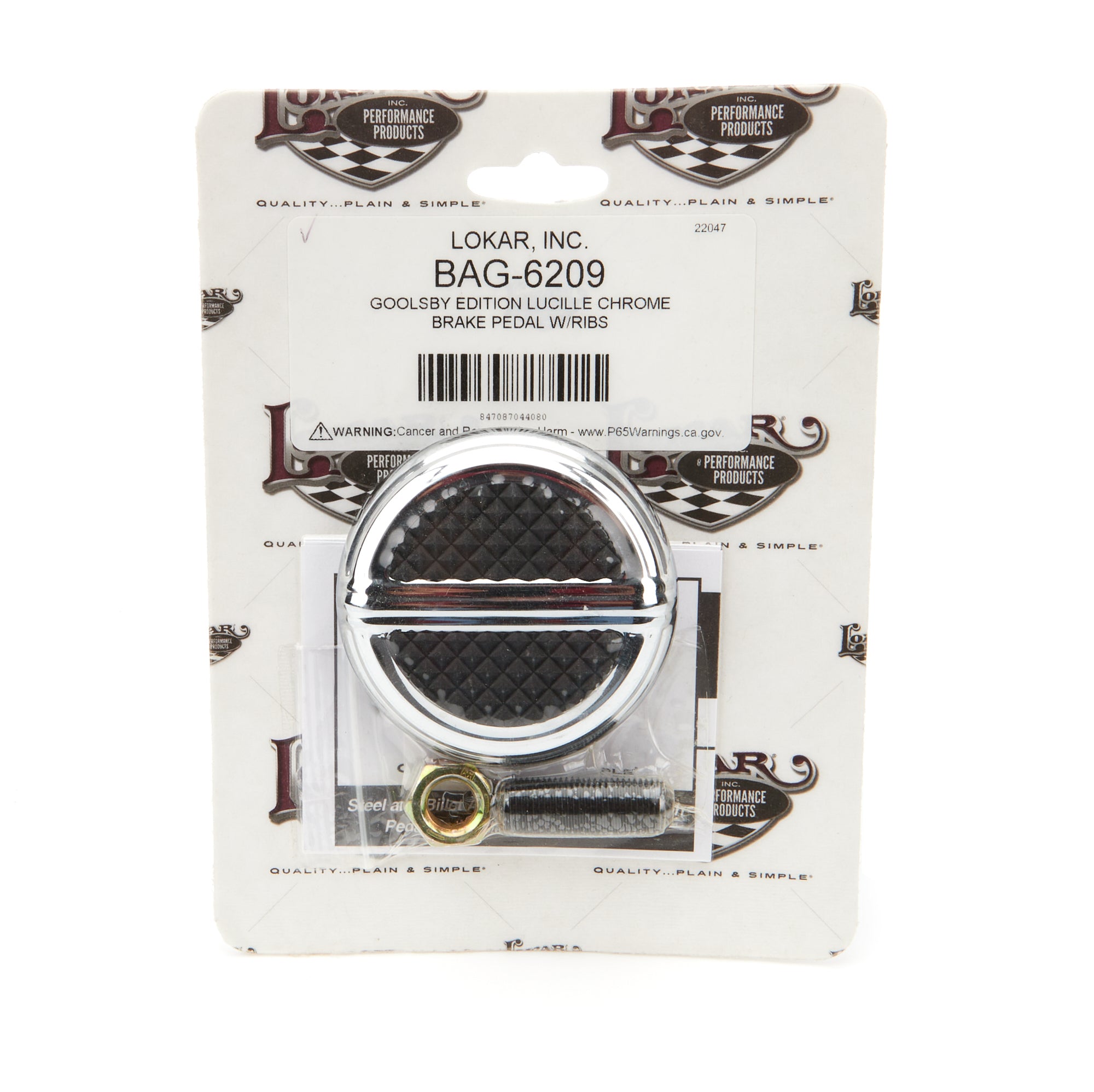 Goolsby Edition Lucille Chrome Brake Pedal W/Rib Pedal Pads and Components Lokar