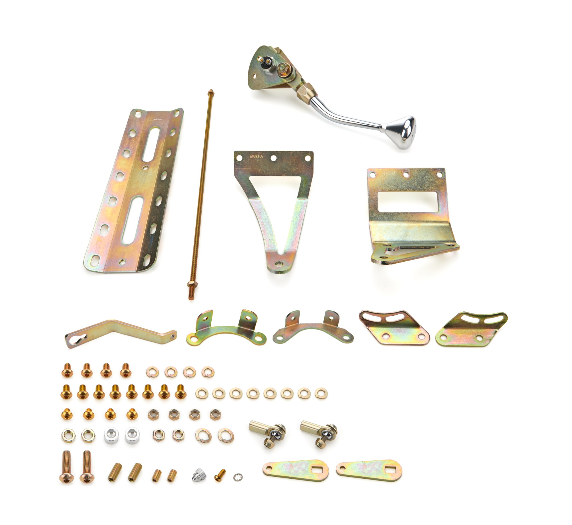 Shifter GM 4L60E Chrome 8in Single Bend Lever Transmission Shifters Lokar