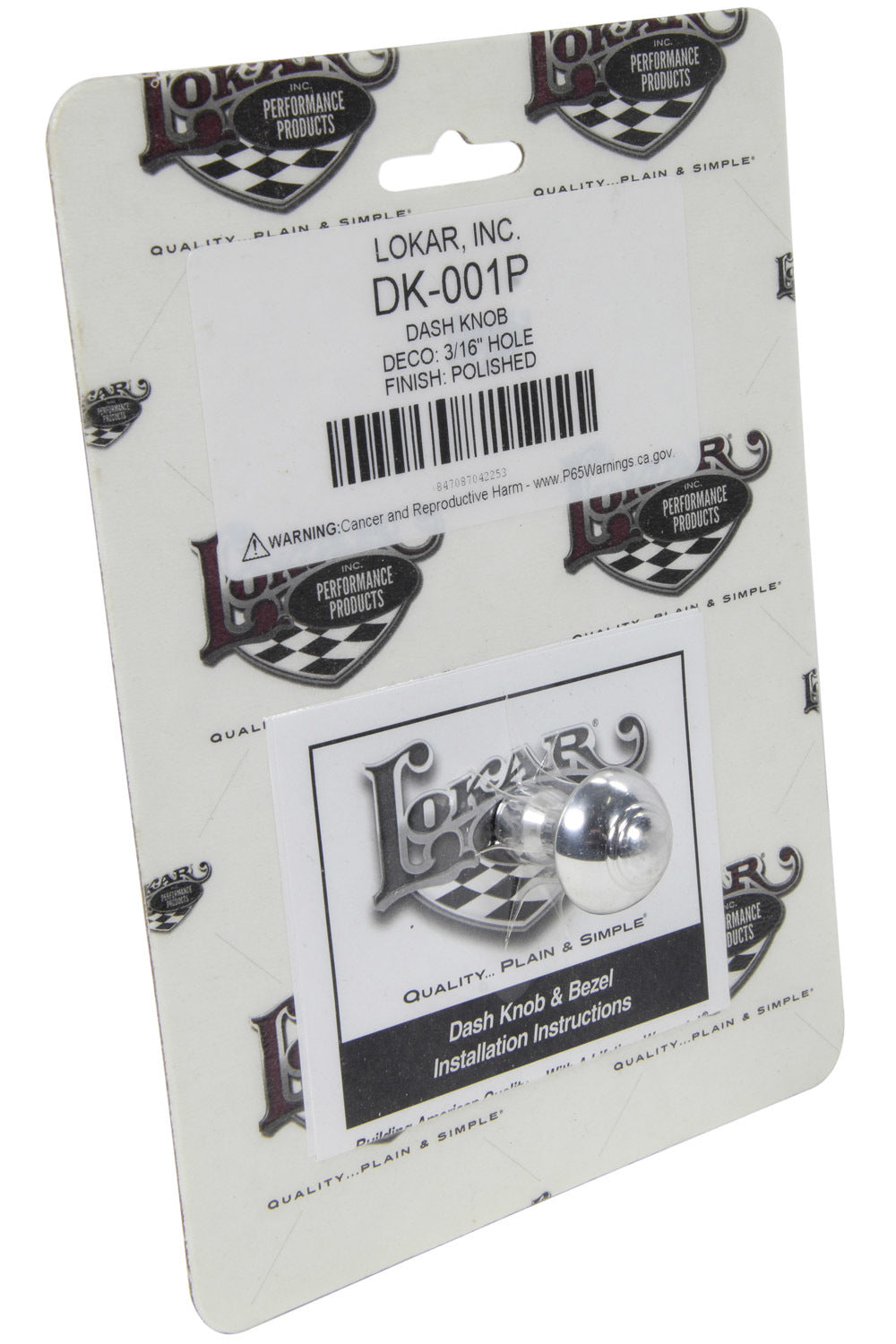 Dash Knob Deco 3/16I N Hole Polished Dash Knobs Lokar
