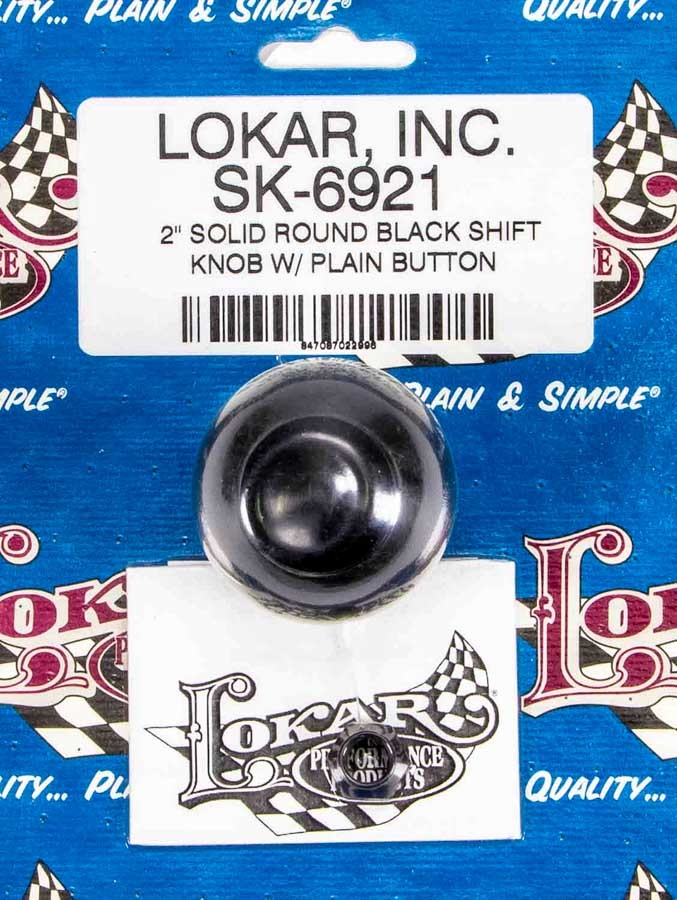 2in Shift Knob Solid Round Black w/Button Shifter Knobs Lokar