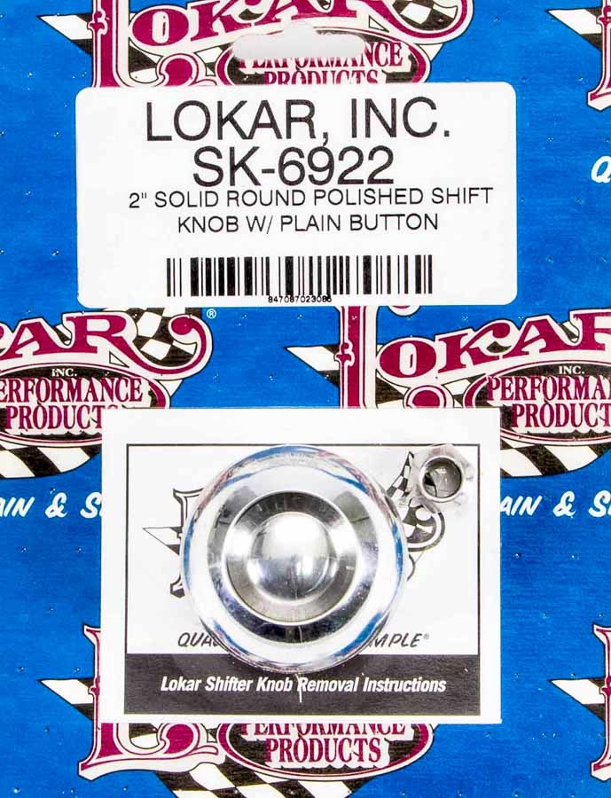 2in Shift Knob Solid Round Polished w/Button Shifter Knobs Lokar