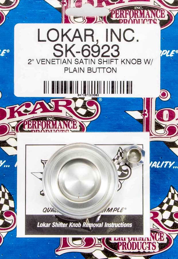 2in Shift Knob Venetian Brushed w/Button Shifter Knobs Lokar