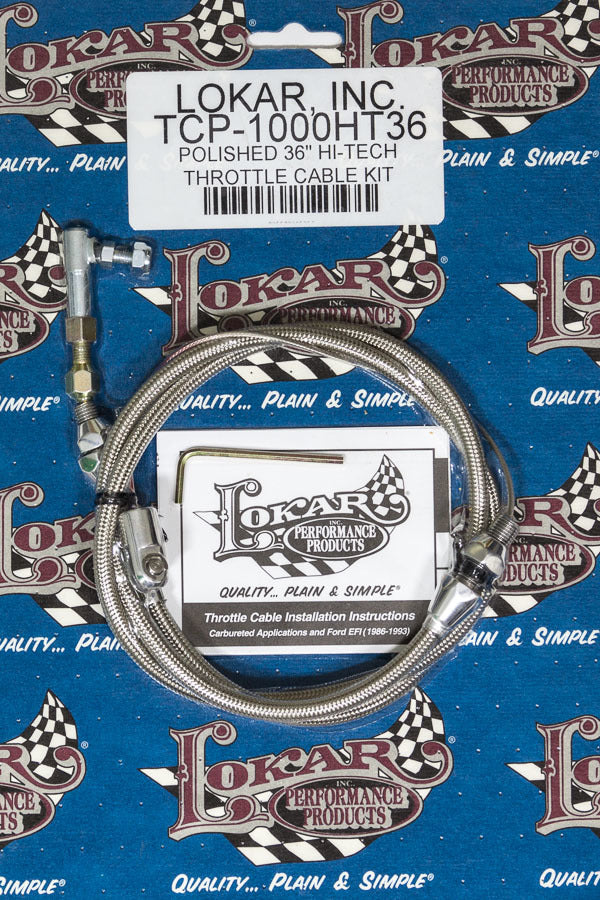 Hi-Tech Throttle Cable Kit 36in Stainless Throttle Cables Lokar