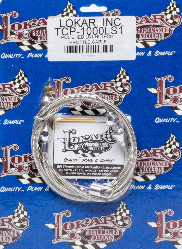 Polished LS1 Hi-Tech Throttle Cable Throttle Cables Lokar