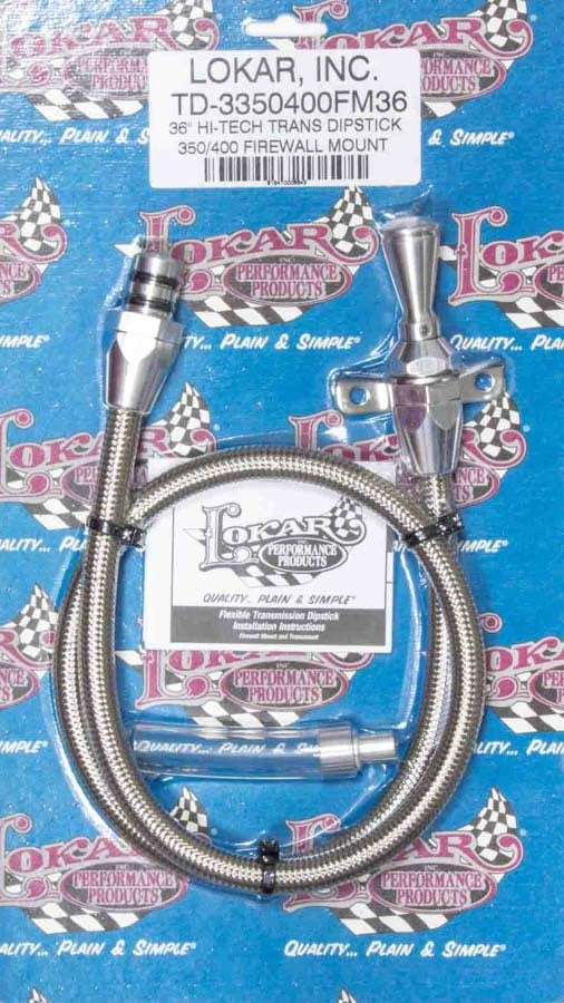 36in Trans Dipstick 350/400 Firewall Mount Automatic Transmission Dipsticks Lokar