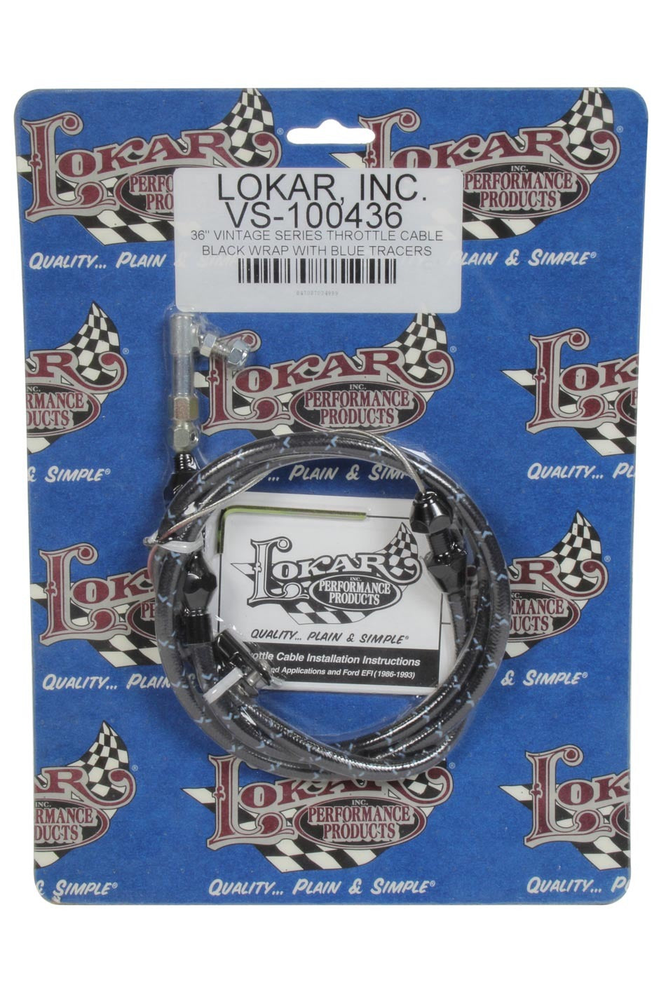 VS Throttle Cable Black Black Wrap w/ Blue Trace Throttle Cables Lokar