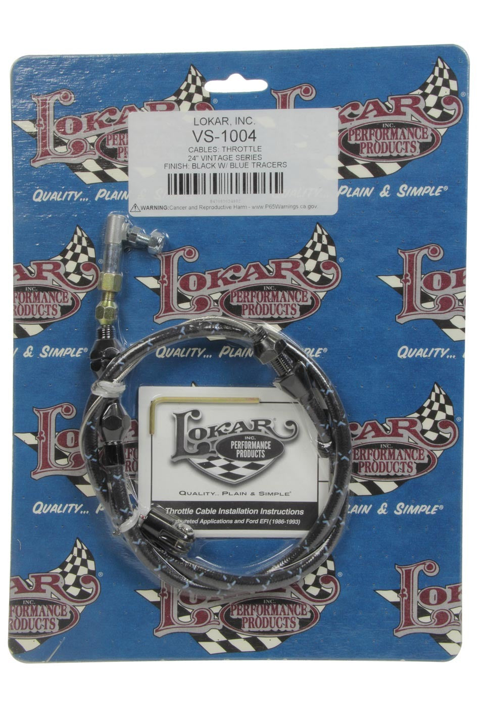 VS Throttle Cable Black Black Wrap w/ Blue Trace Throttle Cables Lokar
