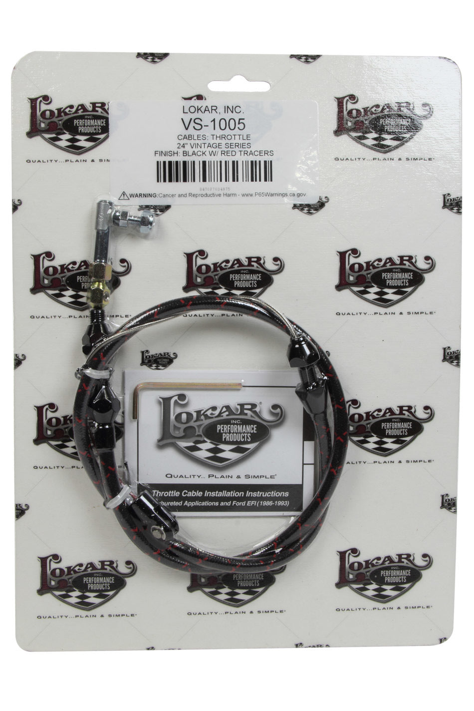 VS Throttle Cable Black Black Wrap w/ Red Tracer Throttle Cables Lokar