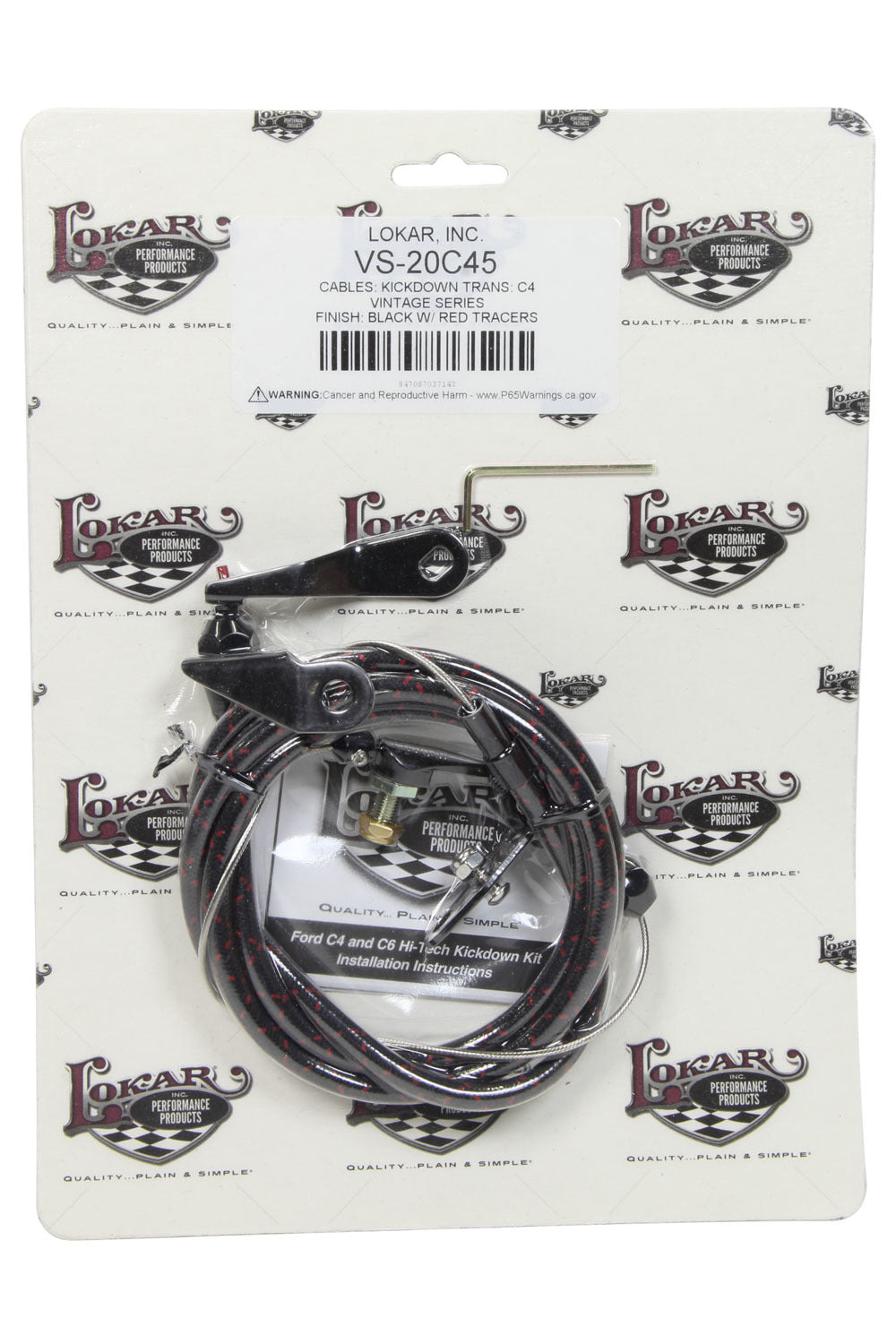 Vintage Series Ford C-4 Kickdown Cable Black Automatic Transmission Kickdowns Lokar