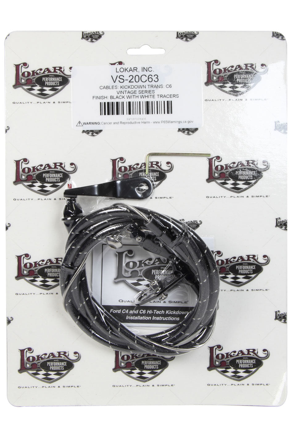 Vintage Series Ford C-6 Kickdown Cable Black Automatic Transmission Kickdowns Lokar