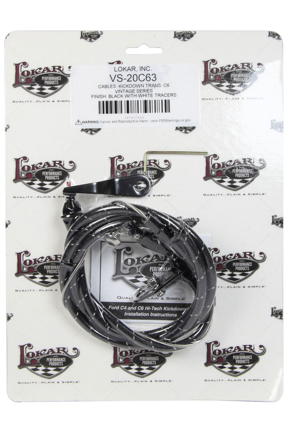 Vintage Series Ford C-6 Kickdown Cable Black Automatic Transmission Kickdowns Lokar