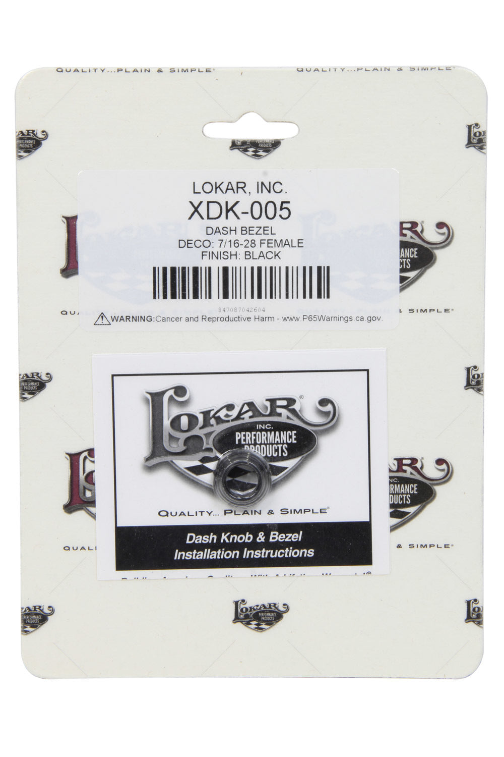 Dash Bezel Deco 7/16 -28 Female Black Dash Knobs Lokar