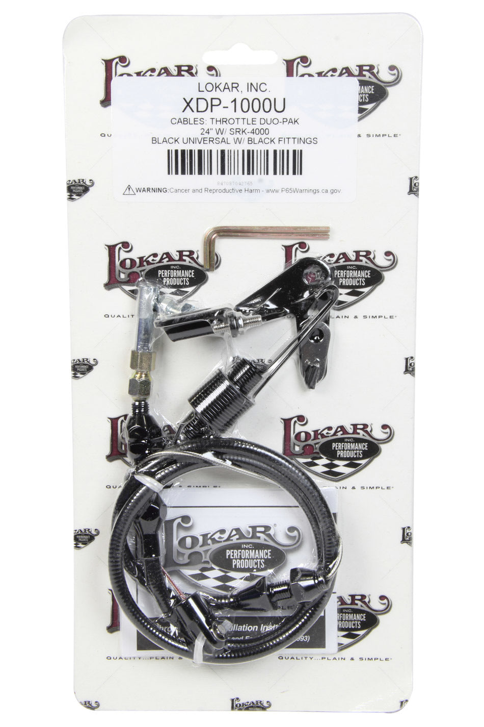 Duo-Pak Univ. Throttle Cable w/Brackets Black Throttle Cables Lokar