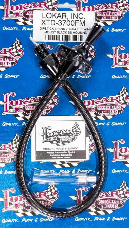 Black Trans Dipstick GM 700R4 Firewall Mount Automatic Transmission Dipsticks Lokar