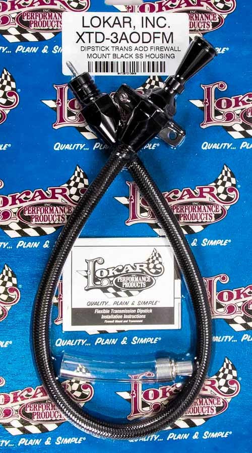 Black Dipstick Ford AOD Trans Firewall Mount Automatic Transmission Dipsticks Lokar
