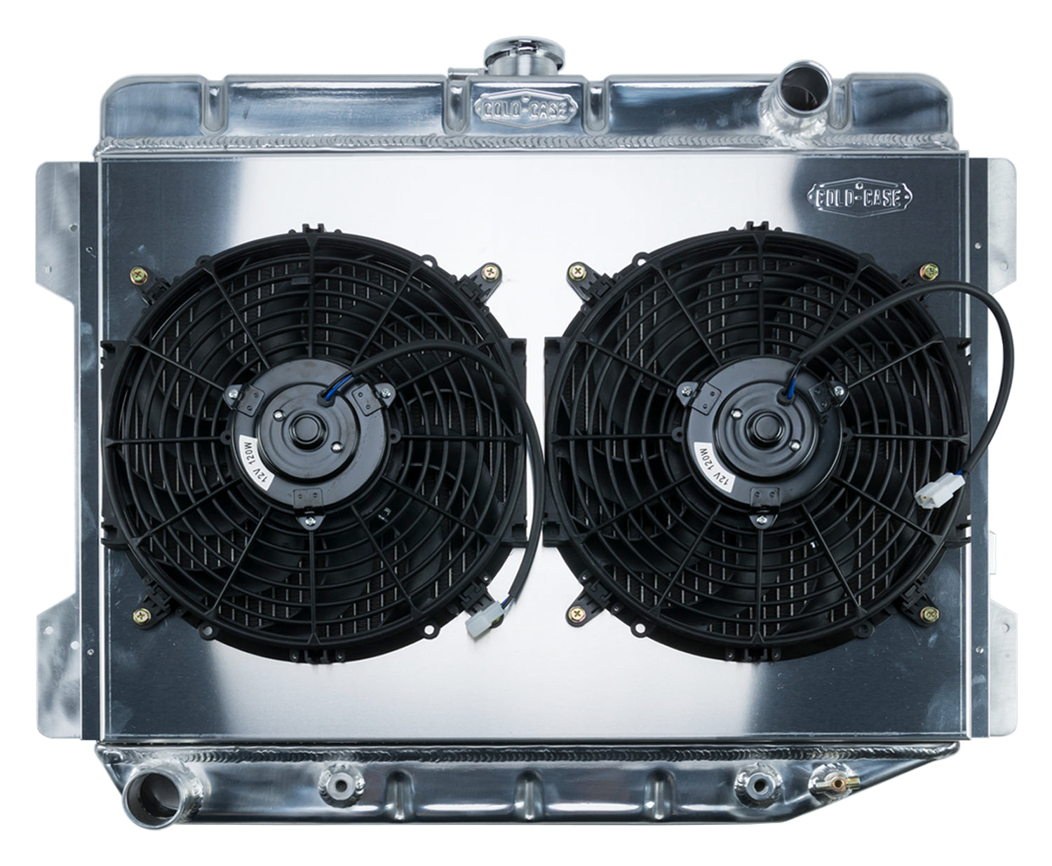 70-74 E Body Challenger Aluminum Performance Radiator And 12 Inch Dual Fan Kit AT 17x26 Inch Cold Case Radiators Radiator Kit COLD-CASE Radiators