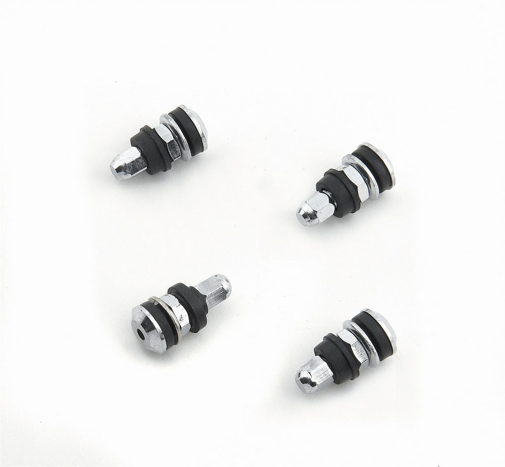 Chrome Tire Valves (4pk) Short Screw-On Mount Valve Stems and Components Mr Gasket