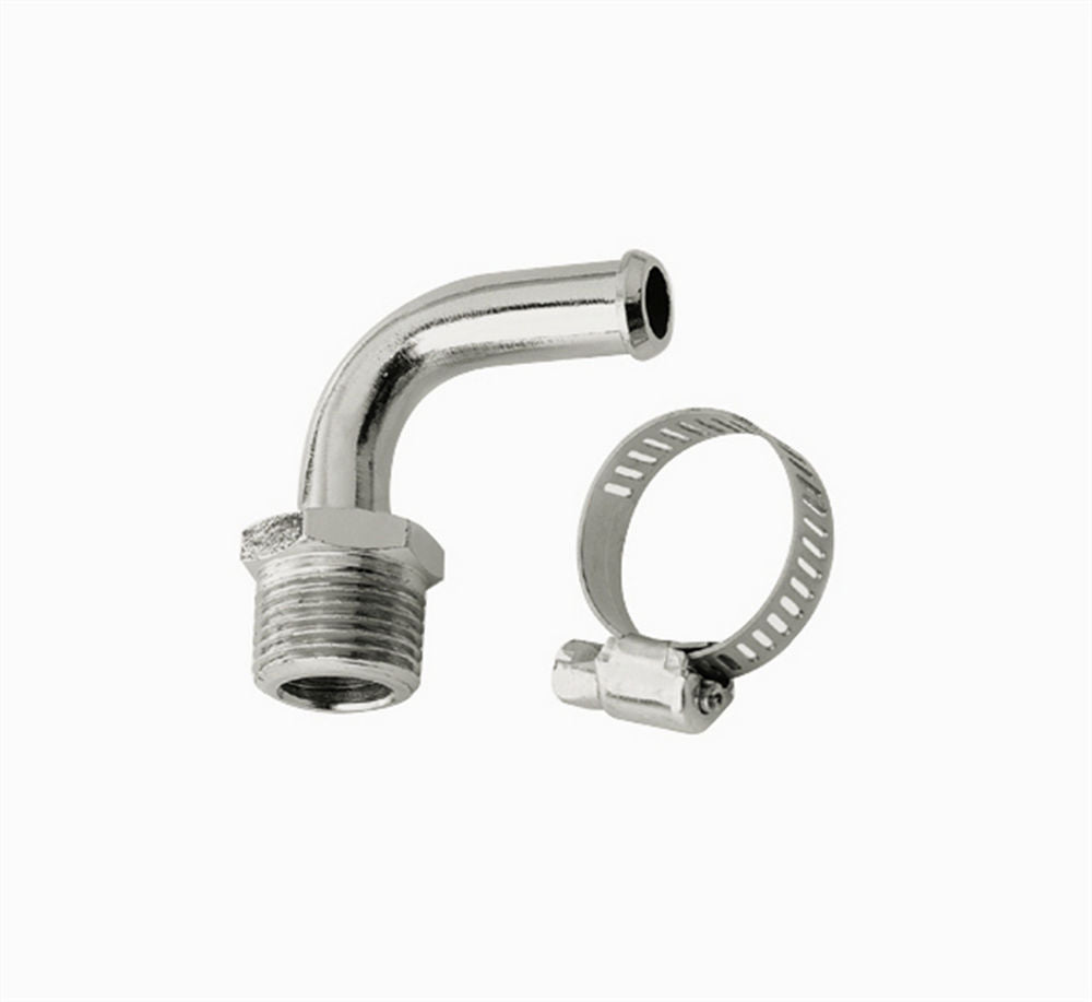 3/8in NPT 90deg Chrome Hose Fitting To 3/8in Ho AN-NPT Fittings and Components Mr Gasket
