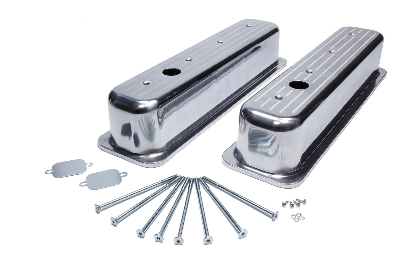 SBC Cast Alm Valve Cover Set Ball Mil. Style Pol. Valve Covers Mr Gasket