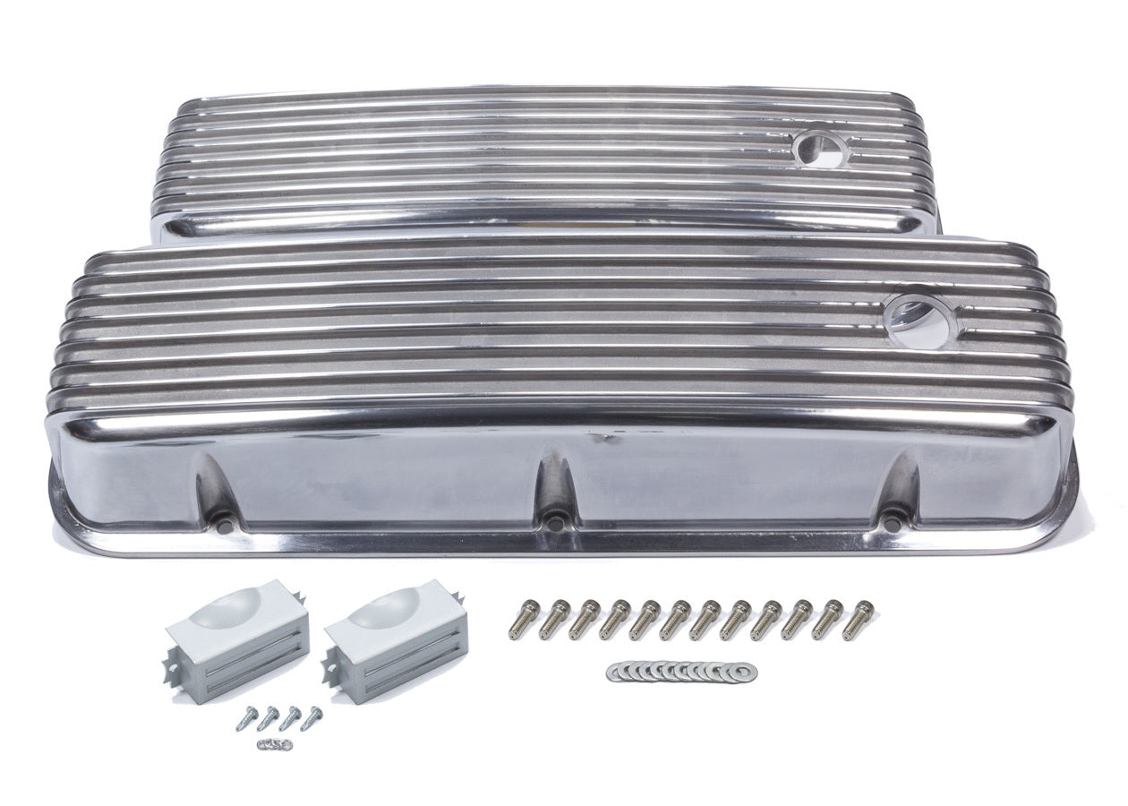 BBC Cast Alm Valve Cover Set Finned Style Pol. Valve Covers Mr Gasket