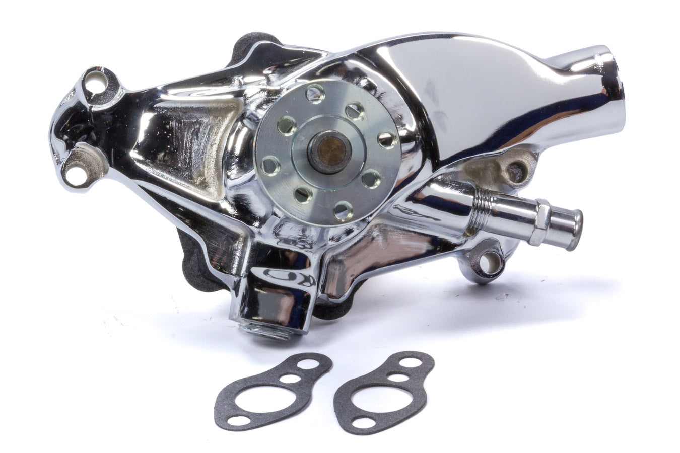 SBC Short Water Pump Iron w/Chrome Finish Water Pumps - Mechanical Mr Gasket