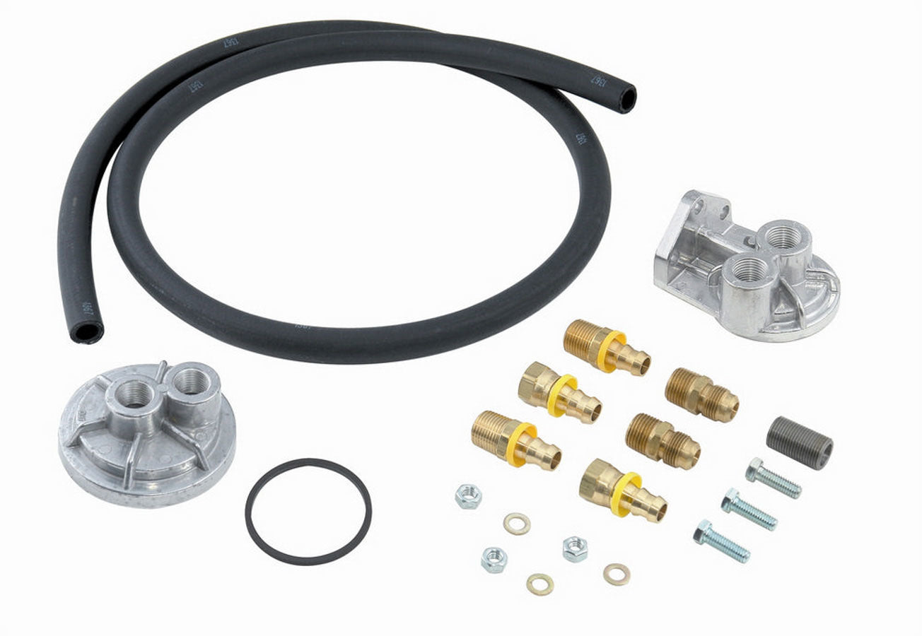 Single Remote Filter Kit Oil Filter Relocation Kits and Components Mr Gasket