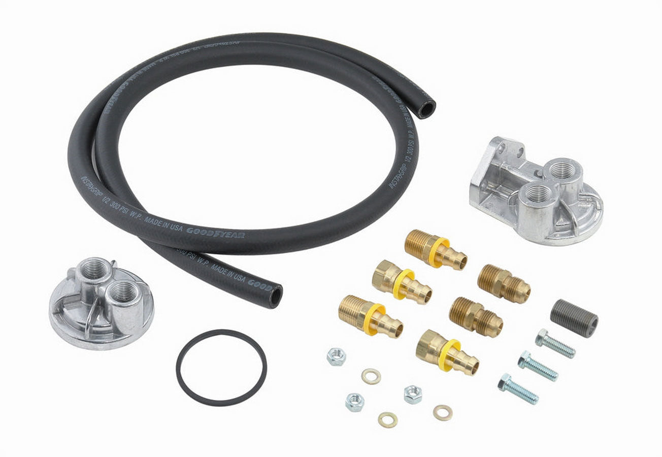 Single Remote Filter Kit Oil Filter Relocation Kits and Components Mr Gasket