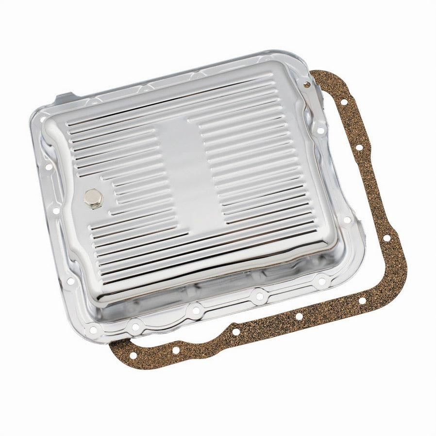700R4 Chrome Trans. Pan Stock Depth Automatic Transmission Pans Mr Gasket