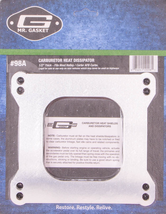 Carb. Dissipator 1/2in Thick- Open Center Carburetor Adapters and Spacers Mr Gasket
