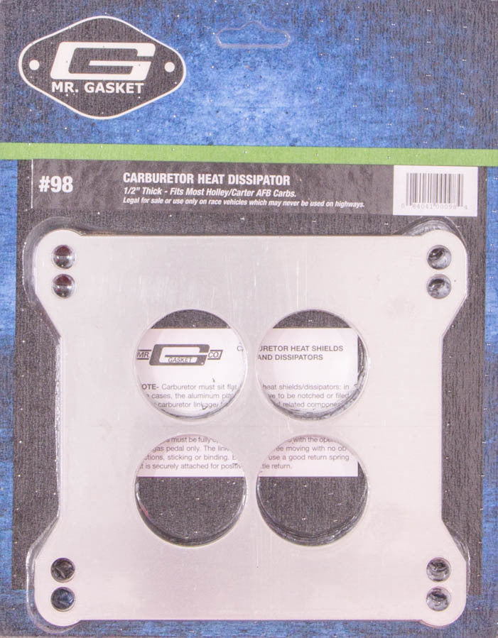 Carb. Dissipator 4-Bbl. 1/2in Thick- 4-Hole Carburetor Adapters and Spacers Mr Gasket