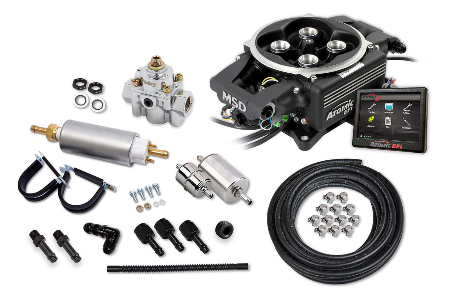 Atomic 2 EFI Master Kit Black Finish Electronic Fuel Injection Systems MSD