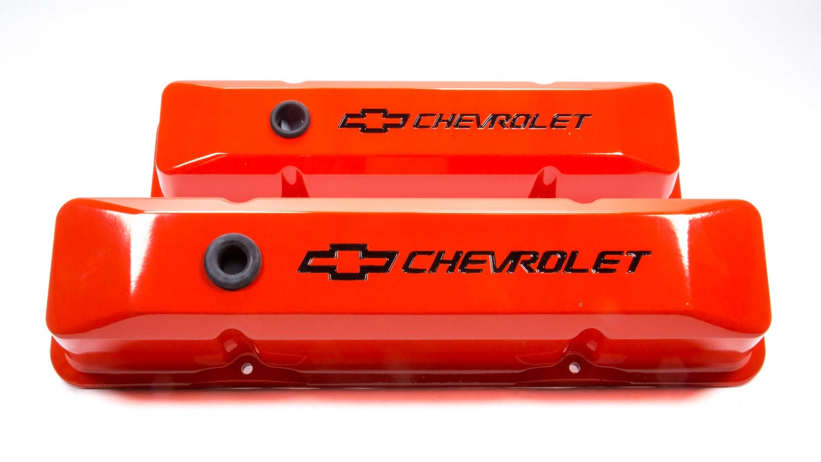 SBC Chevy Orange Diecast V/C's Recessed Engine Valve Cover Proform