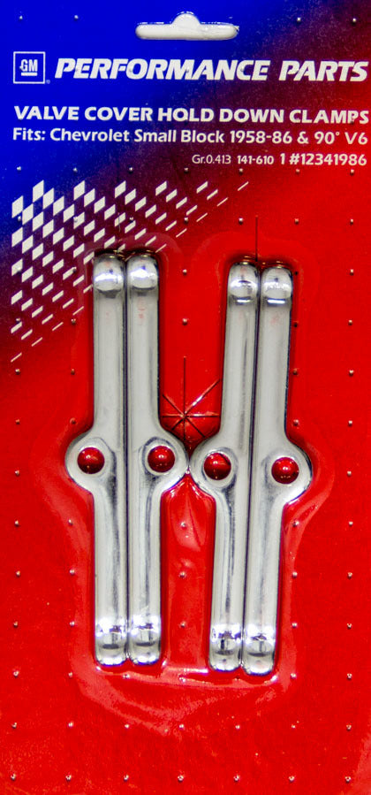 Chrome V/C Hold Down Clamps Engine Valve Cover Hold Down Tab Proform