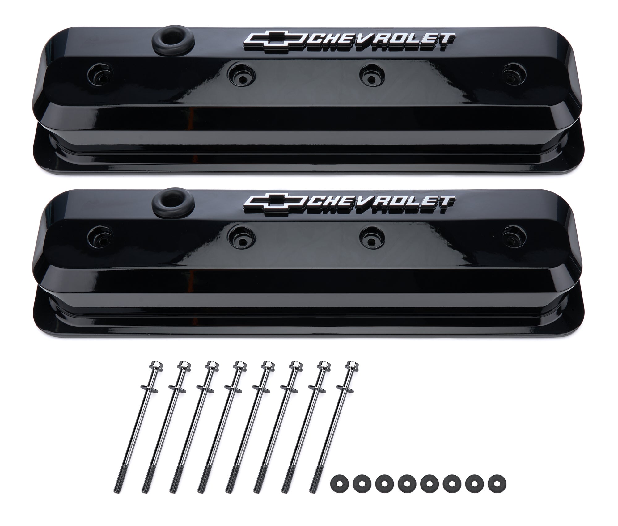 SBC Valve Covers Slant Edge Liquid Black Valve Covers Proform