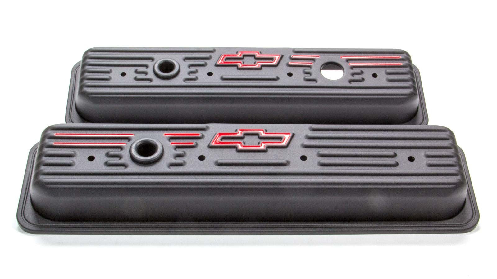 SBC Blk Crinkle Center Bolt V/C Short W/ Baffle Valve Covers Proform