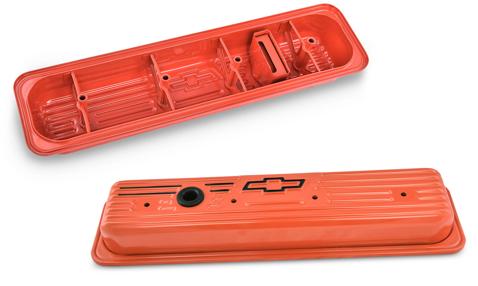 SBC Center Bolt Valve Covers Orange Valve Covers Proform