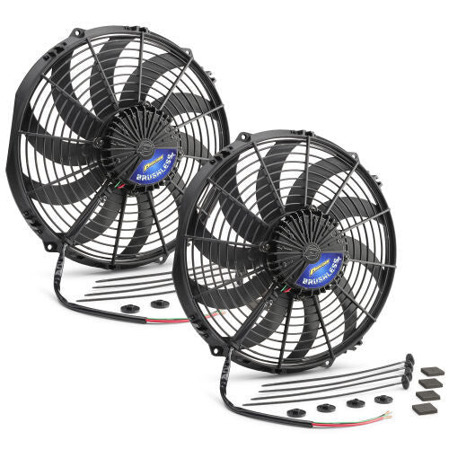 Brushless Electric Fan Dual 12in S-Blade Puller Cooling Fans - Electric Proform